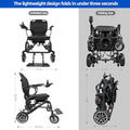 37 LBS Lightweight Carbon Fiber Electric Wheelchairs for Adults, 30 Miles Long Range Foldable Motorized Wheelchair with 2 Lithium Batteries & Dual Motors