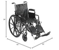 Drive Medical SSP220DDA-ELR Silver Sport 2 Full-Reclining Transport Wheelchair with Detachable Desk Arms and Swing-Away Elevating Leg Rest, Black