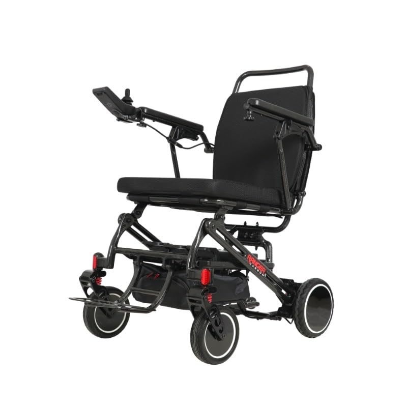 Porto Mobility Ranger Carbon Folding Lightweight Foldable Exclusive Power Wheelchair, Dual Powerful Motor, Easy Release Dual Battery, Airplane Ready Portable Power Wheelchair