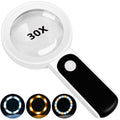 JMH Magnifying Glass with Light, 30X Handheld Large 18LED Cold and Warm Light with 3 Modes, Illuminated Magnifier for Seniors Reading, Inspection, Coins, Jewelry, Exploring