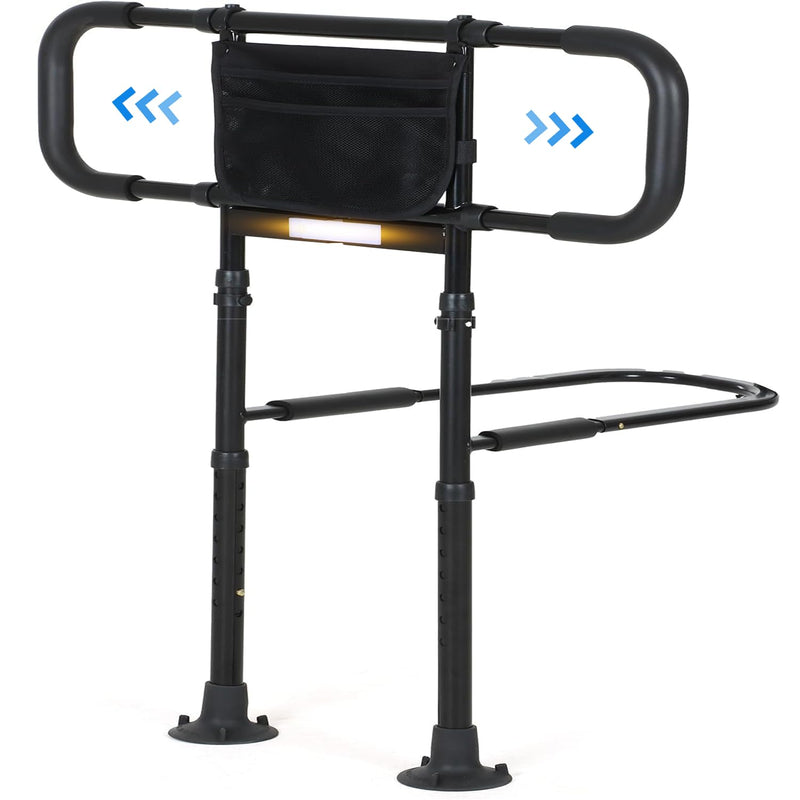 Bed Rails for Elderly Adults Safety - Elderly Assistance Products, Bedrails for Rlderly Adults Grab Bar Bed Handrails, Bed Rail with Pocket, Motion Sensor Light Fits King, Queen, Full, Twin (Black)