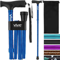 Vive Folding Cane - Foldable Walking Cane for Men, Women - Fold-up, Collapsible, Lightweight, Adjustable, Portable Hand Walking Stick - Balancing Mobility Aid - Comfortable Ergonomic Handle
