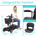 Vive 4 Wheel Mobility Scooter - Electric Powered Wheelchair Device - Compact Heavy Duty Mobile for Travel, Adults, Elderly - Long Range Power Extended Battery with Charger & Basket