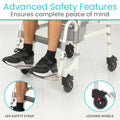 Vive Rolling Commode & Shower Chair with Wheels - 3 in 1 Transport Wheelchair for Inside Bathroom & Bedside - for Disabled Adults, Elderly, Seniors & Handicap