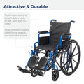 Drive Medical BLS18FBD-ELR Blue Streak Lightweight Wheelchair with Swing-Away Elevating Leg Rests and Flip-Back Arms
