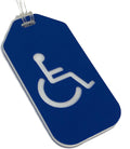 Handicap Luggage Tag, 2" x 4" solid plastic durable wheelchair sign for travel, handicapped equipment, instrument labeling