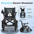 Electric Wheelchair for Adults - 15 Miles Long Travel Range, Lightweight Folding, Motorized Power Chair for Indoor/Outdoor Mobility - Compact Size - Black