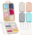 3 Pack 14 Grids Travel Pill Organizer Box with 415-Pcs Medicine Name Labels - Pocket Daily Pharmacy Case Container Kit - Travel Medication Holder Dispenser for Fish Oil Vitamin Supplement Storage