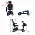 Metro Mobility 4 Wheel Folding Mobility Scooters for Seniors - 300 lbs Capacity Electric Mobility Scooter for Adults - Long Range Power Extended Battery with Thickened Seat and Crutch Box - Emerald