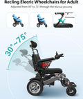 30 Miles Reclining Electric Wheelchair, 600W Dual Brushless Motor Electric Wheelchairs for Adults with Headrest, Lightweight Foldable Portable All Terrain Power Wheelchair, 30AH Lithium Battery