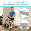 Vive Rolling Commode & Shower Chair with Wheels - 3 in 1 Transport Wheelchair for Inside Bathroom & Bedside - for Disabled Adults, Elderly, Seniors & Handicap