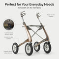 byACRE Carbon Overland/All Terrain Carbon rollator/Big Pneumatic Wheels/Lightweight at only 14.8 lbs/Foldable with seat