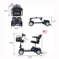 Metro Mobility 4 Wheel Folding Mobility Scooters for Seniors - 300 lbs Capacity Electric Mobility Scooter for Adults - Long Range Power Extended Battery with Thickened Seat and Crutch Box - Emerald