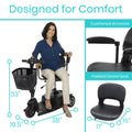 Vive 3 Wheel Mobility Scooter - Electric Powered Mobile Wheelchair Device for Adults - Folding, Collapsible and Compact for Travel - Long Range Power Extended Battery with Charger and Basket Included
