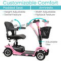 Vive 4 Wheel Mobility Scooter - Electric Powered Wheelchair Device - Compact Heavy Duty Mobile for Travel, Adults, Elderly - Long Range Power Extended Battery with Charger & Basket