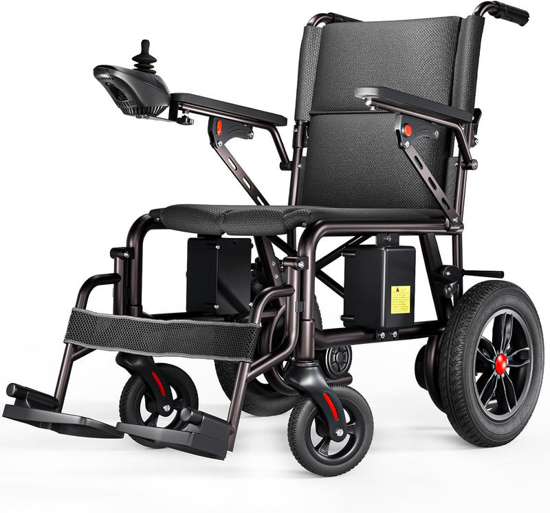 Electric Wheelchair for Adults - 15 Miles Long Travel Range, Lightweight Folding, Motorized Power Chair for Indoor/Outdoor Mobility - Compact Size - Black