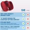 Everlasting Comfort Doctor Recommended Memory Foam Seat Cushion for Office Chairs & Car Seat - Ergonomic Office Desk Accessories for Tailbone Pain Relief, Sciatica & Back Support