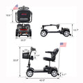 Metro Mobility 4 Wheel Folding Mobility Scooters for Seniors - 300 lbs Capacity Electric Mobility Scooter for Adults - Long Range Power Extended Battery with Thickened Seat and Crutch Box - Emerald