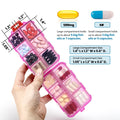 3 Pack 14 Grids Travel Pill Organizer Box with 415-Pcs Medicine Name Labels - Pocket Daily Pharmacy Case Container Kit - Travel Medication Holder Dispenser for Fish Oil Vitamin Supplement Storage