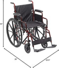Drive Medical RTLREB18DDA-SF Rebel Lightweight Wheelchair with Swing-Away Footrest, Red