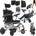 New 16" Big Front Wheel Electric Wheelchair for Adults, 19.7" Seat Width All Terrain Power Wheelchairs, Dual Brakes, Foldable Motorized Wheel Chair 330lbs, Rear Control Included, Led Light, Backpack