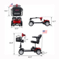 Metro Mobility 4 Wheel Folding Mobility Scooters for Seniors - 300 lbs Capacity Electric Mobility Scooter for Adults - Long Range Power Extended Battery with Thickened Seat and Crutch Box - Emerald