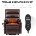 DYNOX Big Tall Man Large-Wide Power Dual Motor Lift Recliners Chairs for Elderly Lay Flat Lift Chair with Infinite Positions, Heat & Massage, Supports 400 LBS(9298L,Faux Leather,Brown)