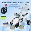 Super Lightweight Portable Transit Travel Wheelchair, Upgraded Folding Transport Wheelchairs (Weight 26.7lbs) for Adults and Seniors, Come with Telescopic Handle and Travel Bag