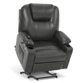 MCombo Electric Power Lift Recliner Chair Sofa with Massage and Heat for Elderly, 3 Positions, 2 Side Pockets, and Cup Holders, USB Ports, Faux Leather 7040 (Light Brown, Medium)