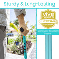 Vive Folding Cane - Foldable Walking Cane for Men, Women - Fold-up, Collapsible, Lightweight, Adjustable, Portable Hand Walking Stick - Balancing Mobility Aid - Comfortable Ergonomic Handle