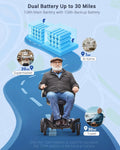 High-End Full Carbon Fiber Electric Wheelchair, 30 Miles All Terrain Motorized Wheelchair w/Dual Lithium Batteries and Brushless Motors,Foldable Power Electric Wheelchair for Adults,Airline Approved