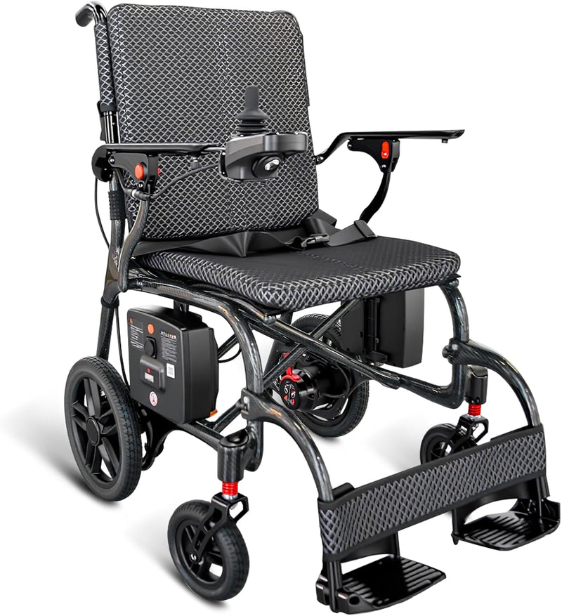 26.4 LBS Lightweight Full Carbon Fiber Electric Wheelchair for Adults, Foldable Lightweight Wheelchair, 300W Brushless Motor, 25 Mile Range