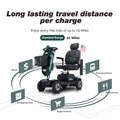 Metro Mobility 4 Wheel Folding Mobility Scooters for Seniors - 300 lbs Capacity Electric Mobility Scooter for Adults - Long Range Power Extended Battery with Thickened Seat and Crutch Box - Emerald