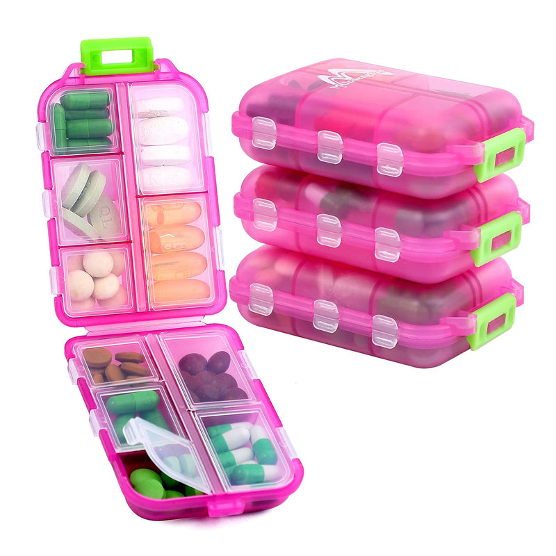 4PS Travel Pill Organizer with 164 Slice Labels,10 Compartments Travel Pill Box Portable Folding Small Pill Case Daily Pill Container Used for Carry Storage Medicine Organizer by M MUchengbao