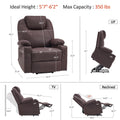 MCombo Electric Power Lift Recliner Chair Sofa with Massage and Heat for Elderly, 3 Positions, 2 Side Pockets, and Cup Holders, USB Ports, Faux Leather 7040 (Light Brown, Medium)