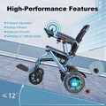 Lightweight Electric Wheelchair for Adults - Foldable Electric Wheelchairs for Seniors - 10Ah 500W Motors Motorized Wheelchairs Support 330 lbs, All Terrain Travel Powered Wheel Chairs, Blue