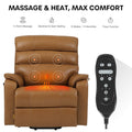 DYNOX Big Tall Man Large-Wide Power Dual Motor Lift Recliners Chairs for Elderly Lay Flat Lift Chair with Infinite Positions, Heat & Massage, Supports 400 LBS(9298L,Faux Leather,Brown)