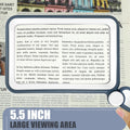 Magnifying Glass with Light, Rechargeable 5X Large Page Magnifier for Reading, Folding Handheld Dimmable, LED Lighted Rectangle Magnifier for Reading Book Small Print for Seniors Low Vision