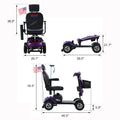 Metro Mobility 4 Wheel Folding Mobility Scooters for Seniors - 300 lbs Capacity Electric Mobility Scooter for Adults - Long Range Power Extended Battery with Thickened Seat and Crutch Box - Emerald