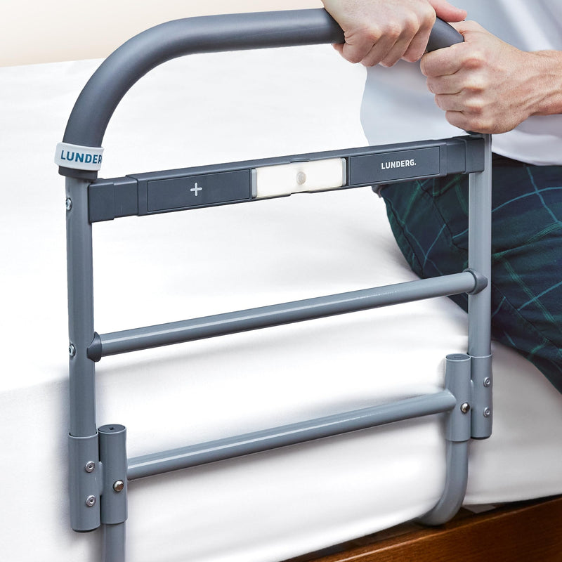 Lunderg Bed Assist Rail for Seniors with Motion-Activated Light & Non-Slip Grab Bar - Easy to Install Bed Rails for Elderly Adults Safety & Post-Surgery - Helps Reduce Falls & Support Independence