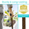 Vive Folding Cane - Foldable Walking Cane for Men, Women - Fold-up, Collapsible, Lightweight, Adjustable, Portable Hand Walking Stick - Balancing Mobility Aid - Comfortable Ergonomic Handle