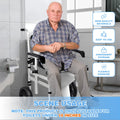 Shower Chair with Wheels 4 in 1 Folding Padded Bedside Commode Wheelchair Height Adjustable Detachable Bucket with Wheels Lifting Armrests Flip-up Footrest for Elderly Disabled (Black Tape and Sheet)
