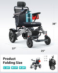 30 Miles Reclining Electric Wheelchair, 600W Dual Brushless Motor Electric Wheelchairs for Adults with Headrest, Lightweight Foldable Portable All Terrain Power Wheelchair, 30AH Lithium Battery