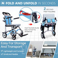 Super Lightweight Portable Transit Travel Wheelchair, Upgraded Folding Transport Wheelchairs (Weight 26.7lbs) for Adults and Seniors, Come with Telescopic Handle and Travel Bag
