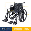 Drive Medical SSP220DDA-ELR Silver Sport 2 Full-Reclining Transport Wheelchair with Detachable Desk Arms and Swing-Away Elevating Leg Rest, Black