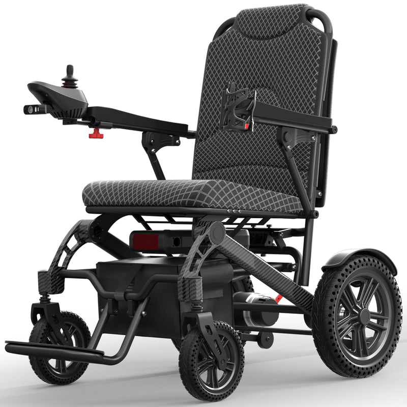 AIRHOT Foldable Electric Wheelchair for Adults, 15 Miles Long Travel Range Power Wheelchair, 300LBS Weight Capacity, All Terrain Motorized Wheelchair for Seniors Portable