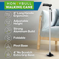 HONEYBULL Walking Cane for Men & Women - Foldable, Adjustable, Collapsible, Free Standing Cane, Pivot Tip, Heavy Duty | Walking Sticks, Folding Canes for Seniors & Adults (Black, Pivot Cane)