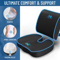 Everlasting Comfort Doctor Recommended Memory Foam Seat Cushion for Office Chairs & Car Seat - Ergonomic Office Desk Accessories for Tailbone Pain Relief, Sciatica & Back Support