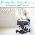 Vive 4 Wheel Mobility Scooter - Electric Powered Wheelchair Device - Compact Heavy Duty Mobile for Travel, Adults, Elderly - Long Range Power Extended Battery with Charger & Basket