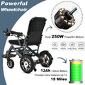 2025 New Reclining Electric Wheelchair for Adults, 30+ Miles Long Travel Range All Terrain Power Wheelchair with 2 Li-ion Battery, Lightweight Foldable Motorized Wheel Chair, with Headrest, Telescopic